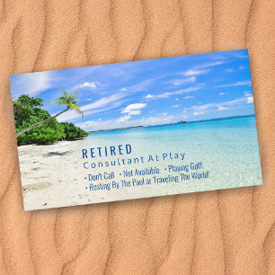 Carte De Visite Funny Retraité Beach & Palms Profession Gag Vs2