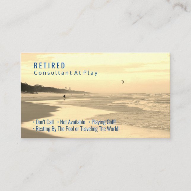 Carte De Visite Funny Retraité Yel Sunset Beach, do-it-yourself Ga (Devant)