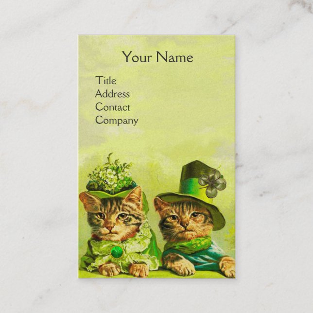 CARTE DE VISITE FUNNY VIEILLE MODE ST.PATRICK'S CHATS, MONOGRAMME  (Devant)