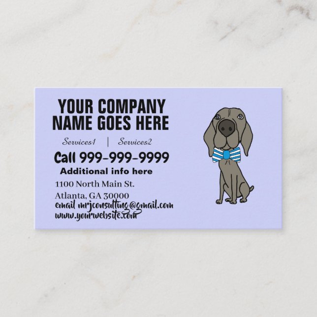 Carte De Visite Funny Weimaraner Dog portant la Cravate de Bow (Devant)