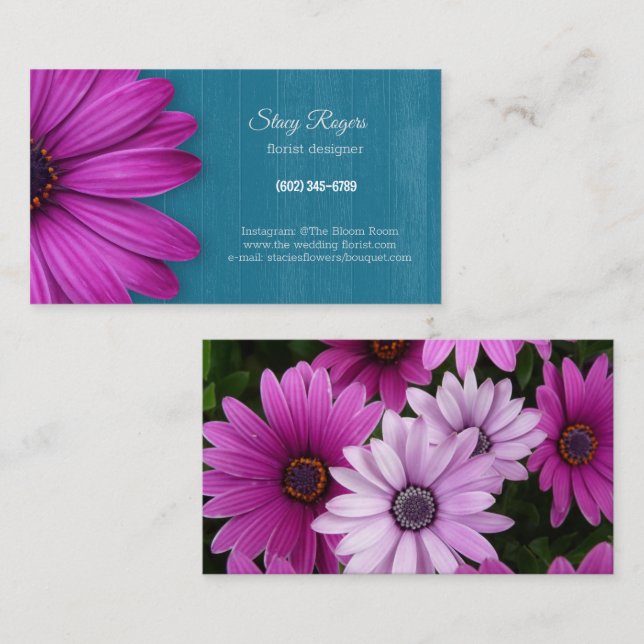 Carte De Visite Fuscha Daisies, designer fleuriste (Devant / Derrière)
