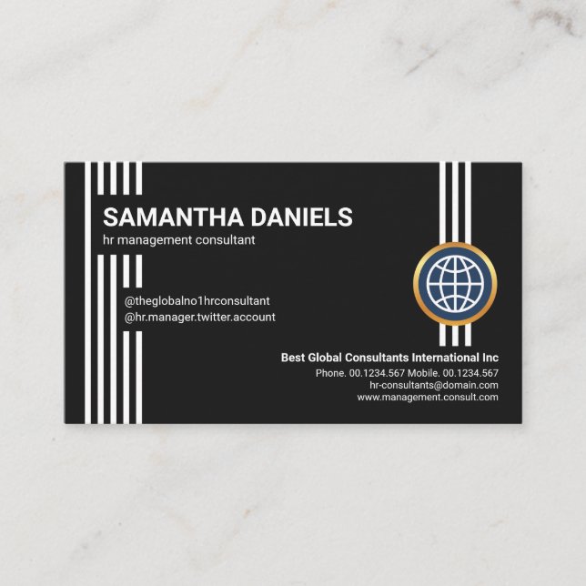 Carte De Visite Futuration Lines Professional Black CEO Fondateur (Devant)