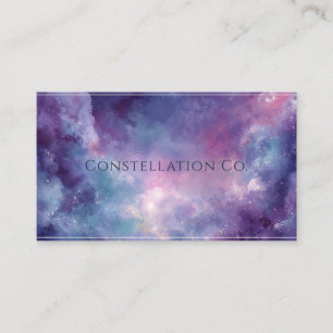 Carte De Visite Galaxie Céleste Nébuleuse Aquarelle Paillettes Dor