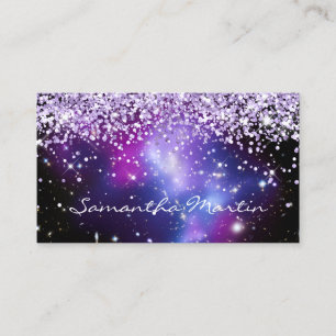 Carte De Visite Galaxie céleste violet pailleté scintillant