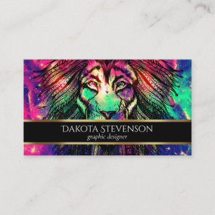 Carte De Visite Galaxie Hipster Lion arc-en-ciel                  