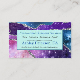 Carte De Visite Galaxy Agate Faux Parties scintillant Business Car