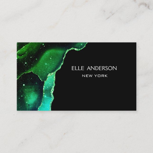 Carte De Visite Galaxy Agate moderne Emerald Green Malachite (Devant)