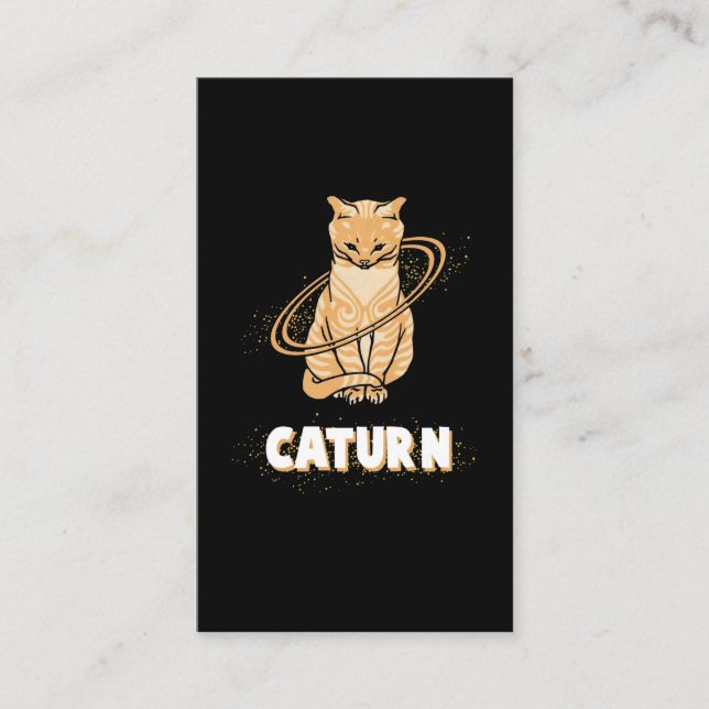 Carte De Visite Galaxy Cat Astronaut Saturn Planète Espace Kitten (Devant)