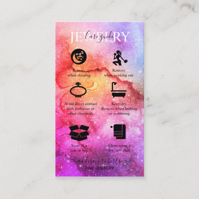 Carte De Visite Galaxy Space Stars Ultra Violet Rose Bijoux (Devant)