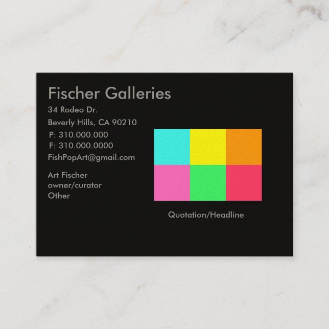 Carte De Visite Galerie d'art Party_Bloc de couleur (Devant)