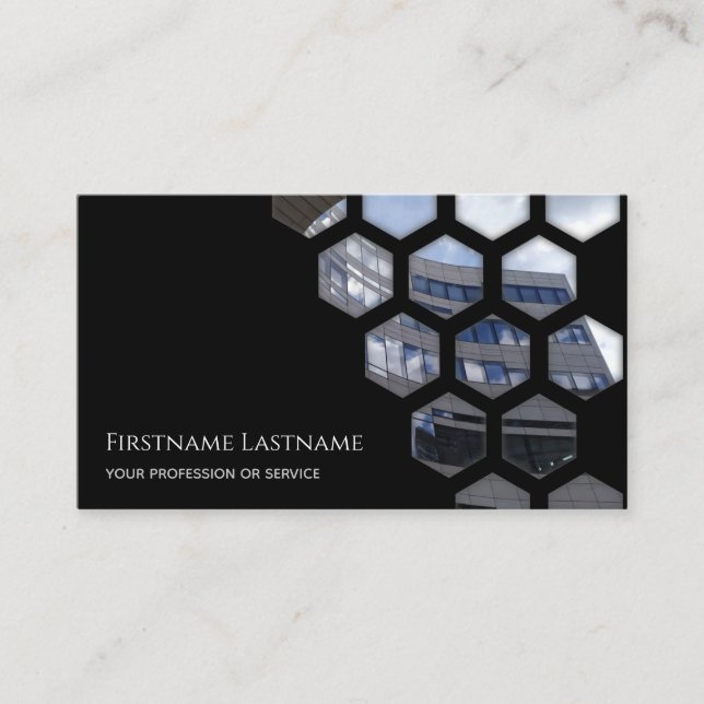 Carte De Visite Galerie de verre noir façade bureau gratte-ciel re (Devant)