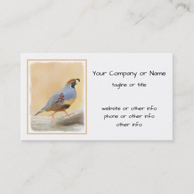 Carte De Visite Gambrel's Quail Painting Original Bird Art (Devant)