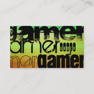 Carte De Visite Gamer ; Vert, orange et jaune vif