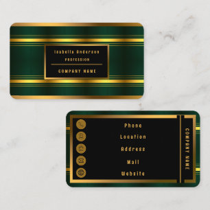 Carte De Visite Gamme de textiles de luxe tendance Green Gold