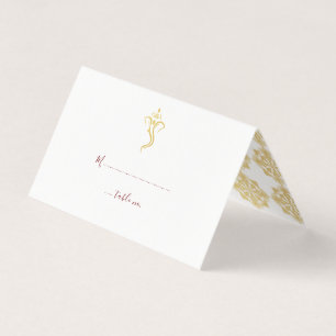 Carte De Visite Ganesha Rouge & Or & Mehndi Mariage Numéro de tabl