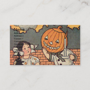 Carte De Visite Garçon Citrouille (Carte de Halloween Vintage)