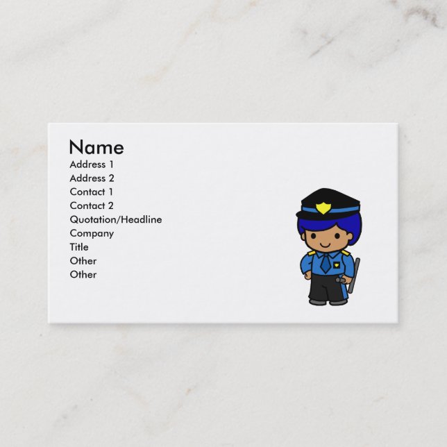Carte De Visite Garçon de police (Devant)