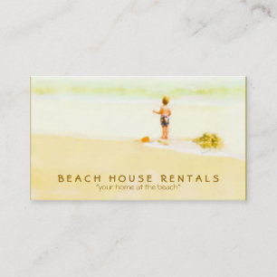 Carte De Visite Garçon sur une aquarelle de plage