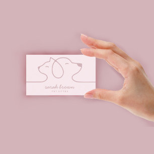 Carte De Visite Garde d'animaux de compagnie Logo Ligne Rose Douce