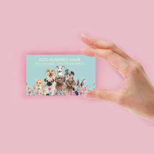 Carte De Visite Garde d'animaux Promeneur de chien Fleur Puppy