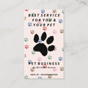 Carte De Visite garde de chien chat aux pattes roses