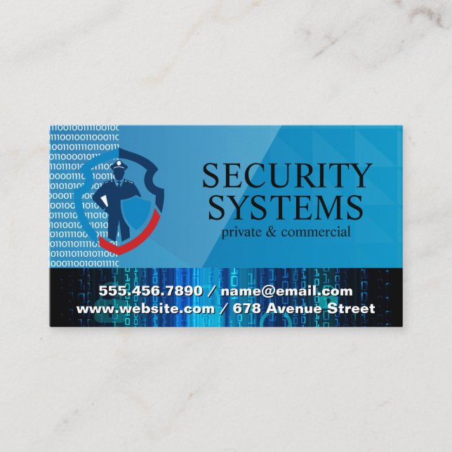 Carte De Visite Garde de sécurité | Code Cyber | Technologie (Devant)