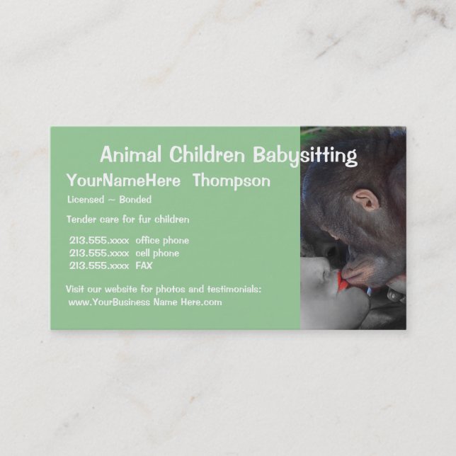 Carte De Visite Garde d'enfants de soin des animaux familiers (Devant)