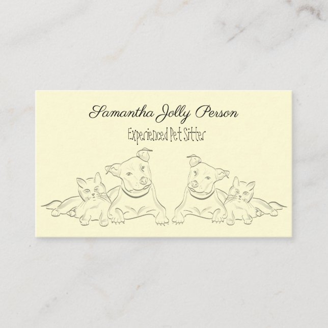 Carte De Visite Garde d'enfants mignonne d'animal familier (Devant)