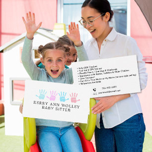 Carte De Visite Garde d'enfants Nounou Baby-sitter Coloré Funky Co