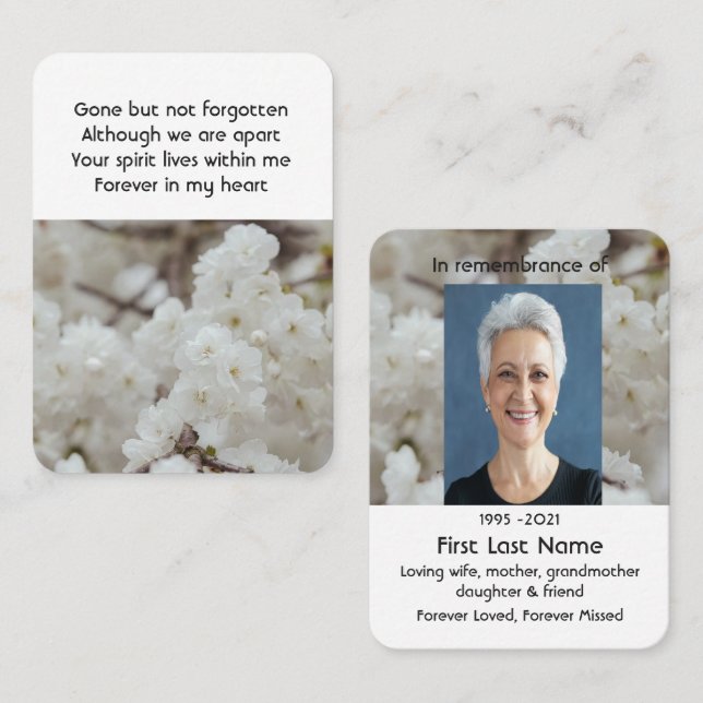 Carte De Visite Garde-poches commémoratives en fleurs de cerisier  (Devant / Derrière)
