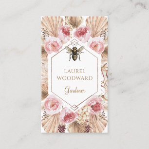 Carte De Visite Gardener Boho Blush Rose Floral Or