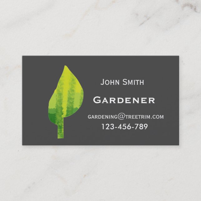 Carte De Visite Gardener service design moderne feuille (Devant)