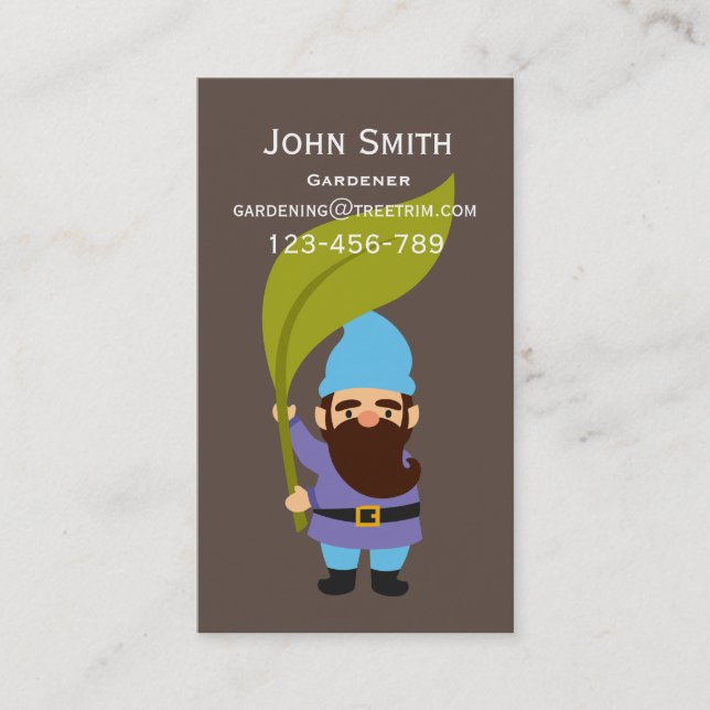 Carte De Visite Gardener service design moderne jardin gnome (Devant)
