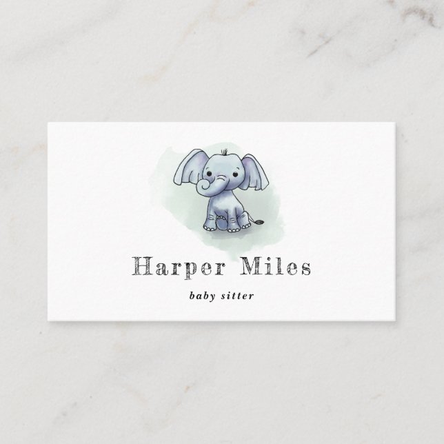 Carte De Visite Garderie d'éléphants mignons (Devant)