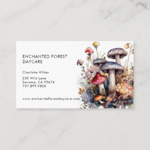 Carte De Visite Garderie pour enfants de champignons de forêt ench
