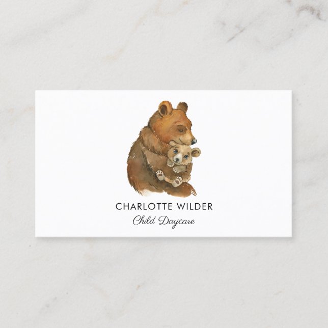 Carte De Visite Garderie Pour Enfants Ours Et Enfants (Devant)