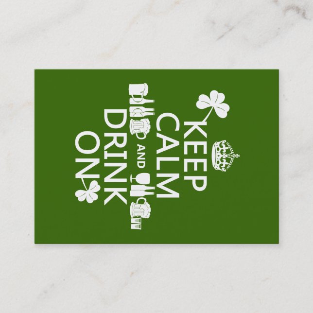 Carte De Visite Gardez le calme et buvez sur (le st patrick (Devant)