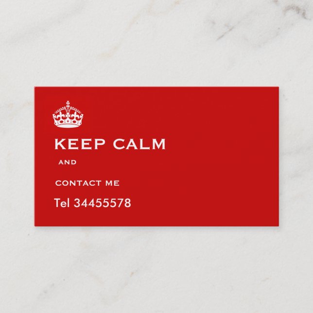 Carte De Visite gardez le calme et contactez-moi (Devant)