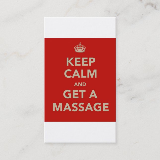 Carte De Visite gardez le calme et obtenez un massage (Devant)