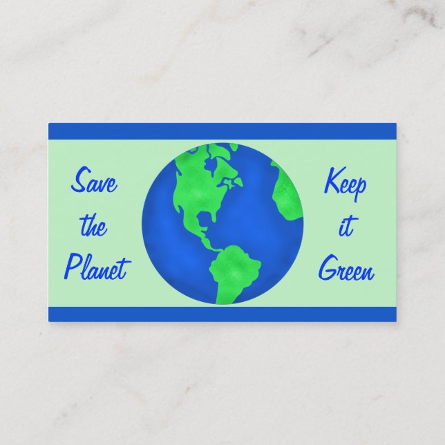 Carte De Visite Gardez-le vert Sauvez Planète Terre Environnement  (Dos)