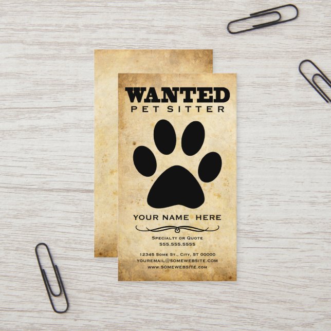 Carte De Visite gardien de chien recherché (Devant/Arrière en situation)