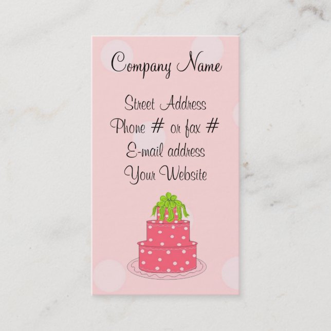Carte De Visite Gâteau à points rose Polka (Devant)