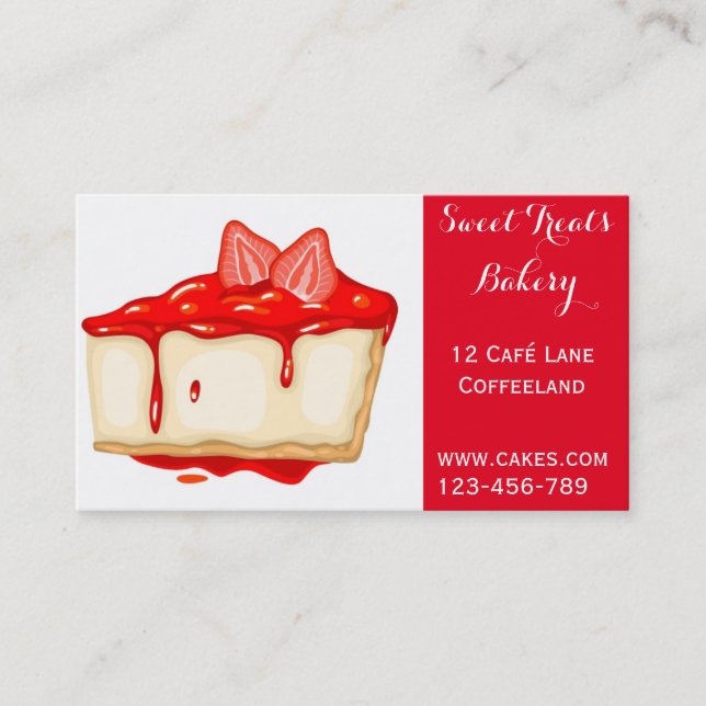 Carte De Visite Gâteau au fromage mignon de fraise de gâteau de (Devant)