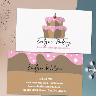 Carte De Visite Gâteau Au Frosting Rose Cerise Boulangerie Maison