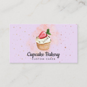Carte De Visite Gâteau aux fraises aquarelle Baker Violet