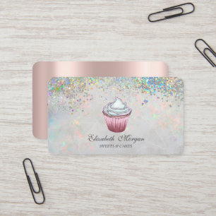 Carte De Visite Gâteau Coloré Confettis Holographique