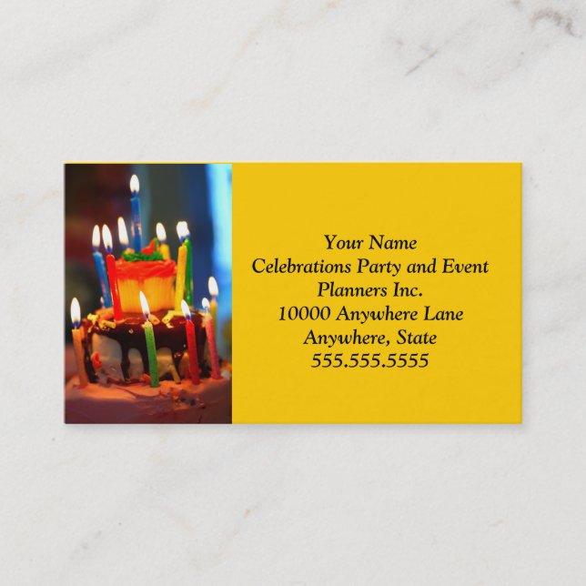 Carte De Visite Gâteau d'anniversaire avec des bougies (Devant)