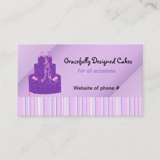 Carte De Visite Gâteau de concepteur pourpre (Devant)