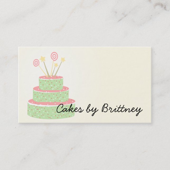 Carte De Visite Gâteau de confettis • Gâteau d'anniversaire vert (Devant)