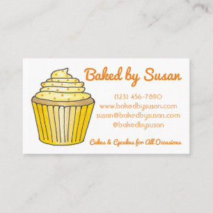 Carte De Visite Gâteau De Cupcake Jaune Cuisiné Par Le Chef Pâtiss